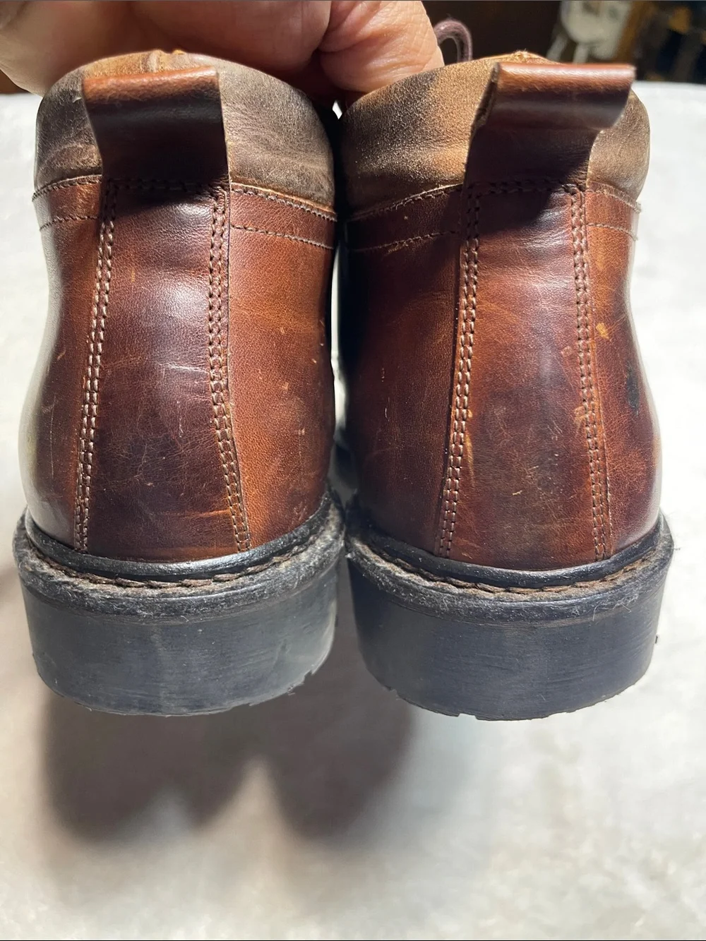 Men's Brown Leather Chukka Boots – Classic Lace-Up Workstyle Size 13 M